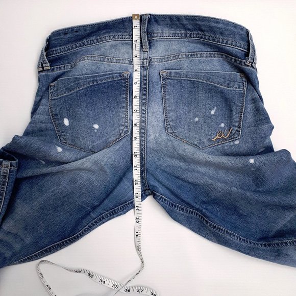 EXPRESS Stella Low Rise Cropped Skinny Jeans in Distressed Medium Wash 90094 - Picture 7 of 13